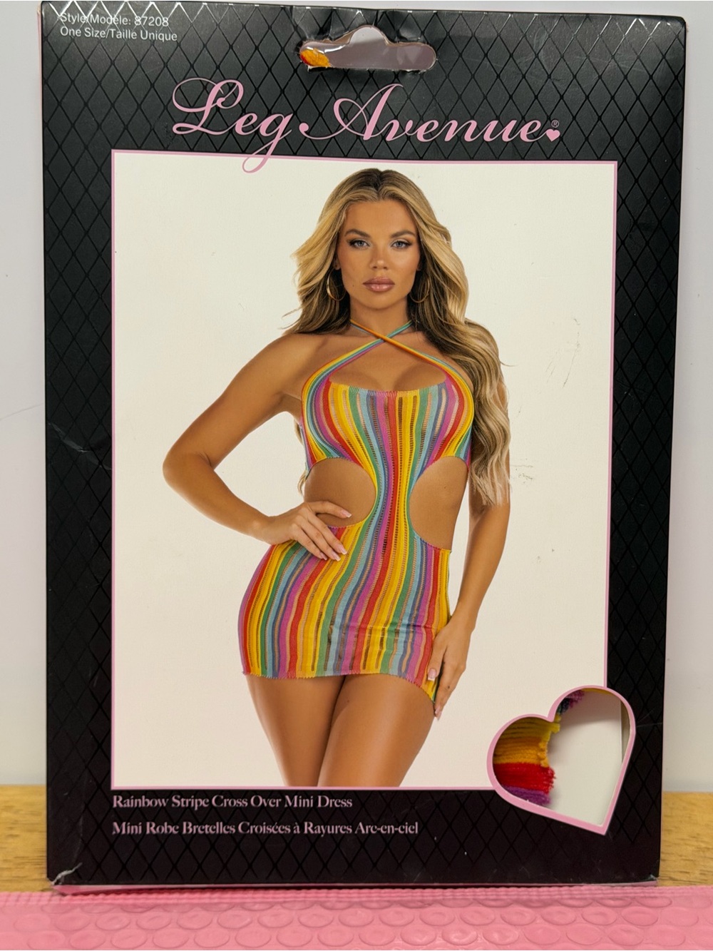Leg Avenue Rainbow Stripe Cross-Over Mini Dress - Multicolor